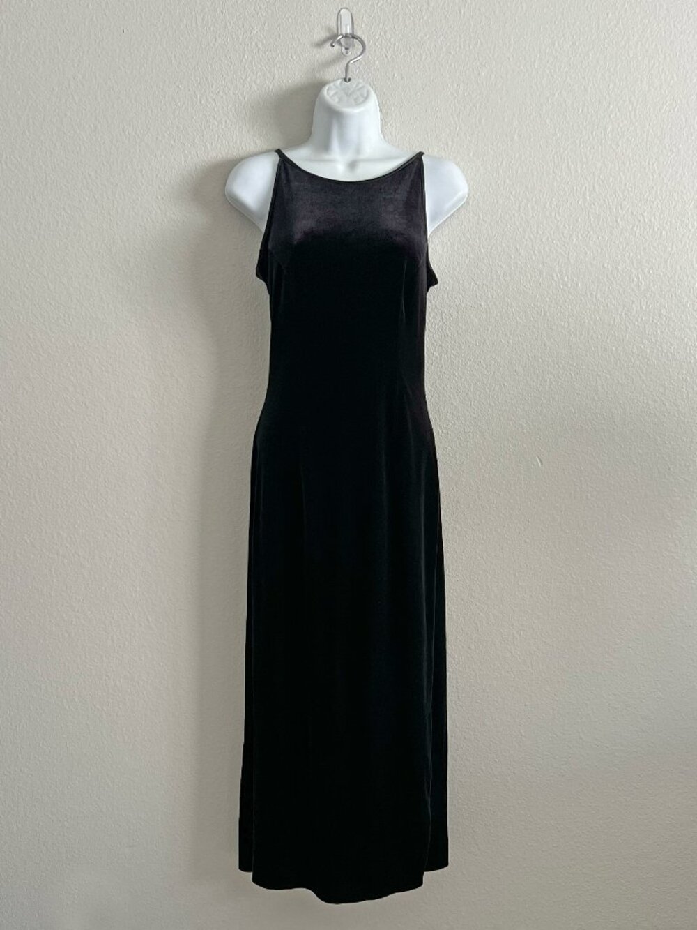 90s Black Velvet Formal Maxi Dress Jessica McClintock Gunne Sax High Neck Size 4